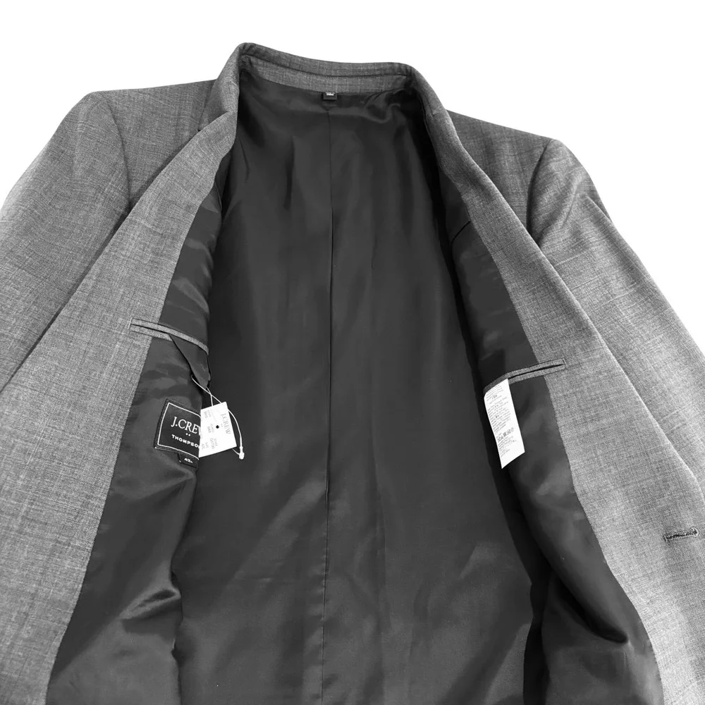 New J.Crew Thompson Suit Jacket Blazer Men 42L Gray Premium Wool Two Button NWT